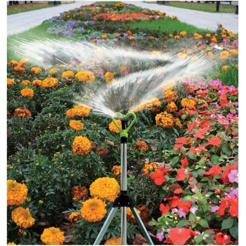 JSNY Tripod Sprinkler Adjustable Rainforest Revolving Lawn Garden 20 -1900