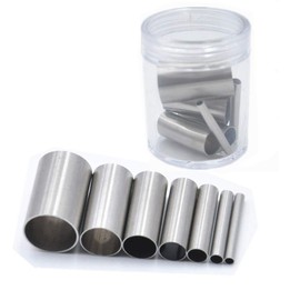 7Pcs/1Set Stainless Steel Round Circle Shape Clay Cutter Hole Hollow Punch Cutter Baking Mold Punch Tools with Storage Bottle for Clay Pottery Craft Project, Silver