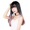 TefuRe C-8200BLK-A-PNK Long Straight Wig