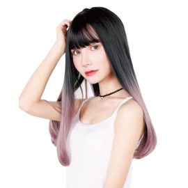 TefuRe C-8200BLK-A-PNK Long Straight Wig