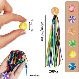 YEAPEAK 20 Bouncy Balls for Children, Bouncy Balls with Colourful Tails, Children's Birthday Party Bags, for Party Games and as Bouncy Balls for Children's Birthdays, 30 mm