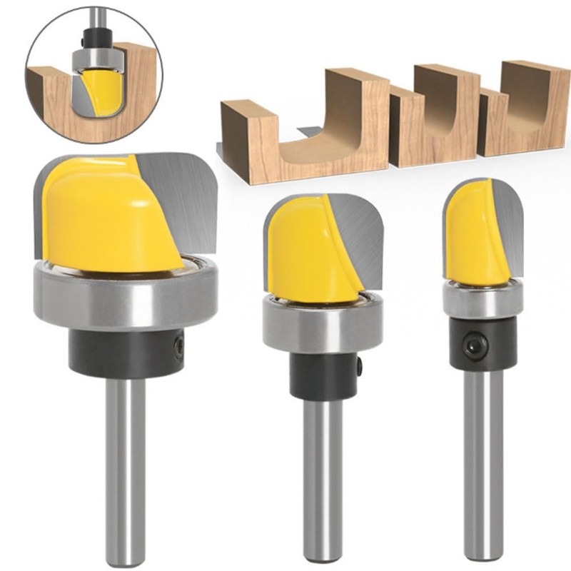 Set of 3 U-Groove Bits, Dish Cutter, Round Groove, Round