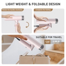 TANSHINE High-Speed Hair Dryer 110000RPM,Negative Ionic Blow Dryer Foldable for Fast Drying,1600W Professional Hair Dryer with Magnetic Nozzle for Salon Travel,High Speed Brushless Motor,Pink