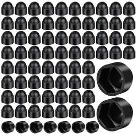 Akamino 100 PCS M10 Hex Nut Protective Caps Cover, (17mm Wrench) Black Plastic Nut and Bolt Dome Cap with No Thread, Decoration Screw Caps for Screws Bolts