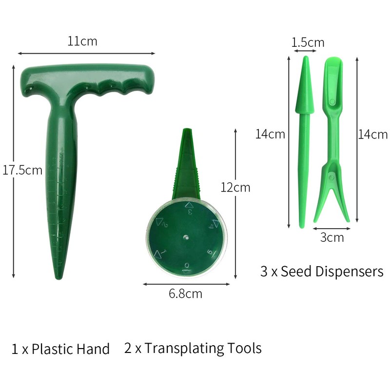 Coolrunner 6 Pack Sowing Seeds Dispenser Set, Adjustable Garden Hand