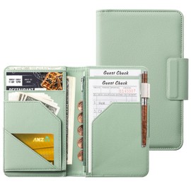 CoBak Premium Server Book - 5.12" x 7.91" Waiter Wallet Organizer in High-Quality Leather, with 8 Pockets, Magnetic Pocket, Zipper Pouch, Pen Hook & Magnetic Closure.Fits Apron Pocket.