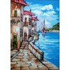 MEDITERRANEAN HOUSES BY THE RIVER NEEDLEPOINT CANVAS #14.743 CANVAS ONLY