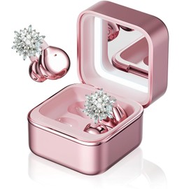 YUEHEMEI Clip on Open Ear Wireless Earbuds with Snowflake Earrings