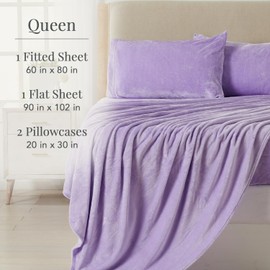 NY Loft Ultra Soft Micro Fleece Sheets Set | Queen Size | Plush Polar Fleece Sheets| Cozy Velvet Winter Bedding | Queen - Pastel Lilac
