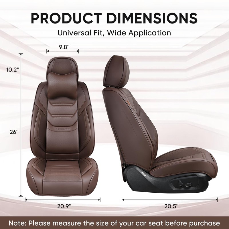TIEHESYT Mature Brown Car Seat Covers, Breathable Faux Leather, Universal