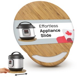 Ibyx Elegant Round Sliding Tray for Your Pressure Cooker, Air Fryer & Heavy Kitchen Appliances - Sturdy, Slides Easily from Under The Cabinet (Natural, 13”)