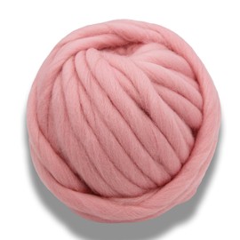 FloraKnit 8.5oz (0.55 lb) 100% Merino Wool Super Chunky Yarn Bulky Roving Yarn for Arm Knitting, Crocheting Felting, Making Rugs Blanket and Crafts Pale Pink 54 Yards