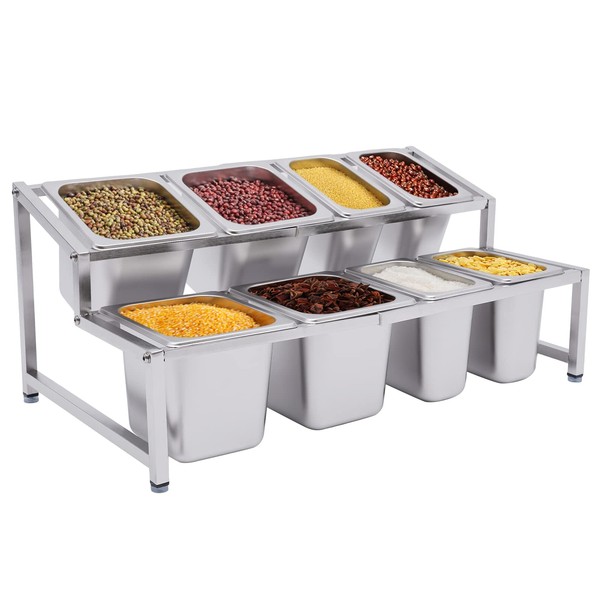 TFCFL Expandable Spice Rack Set Stainless Steel, 2-Tier Inclined Organizer