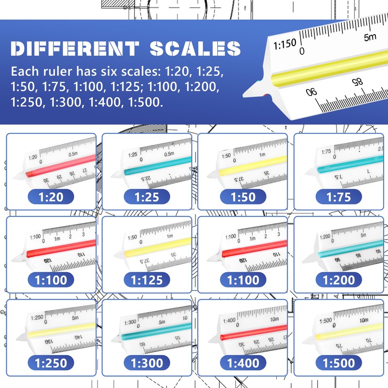 Architectural Ruler, Plastic Ruler, Triangular Scale Ruler for Architects and