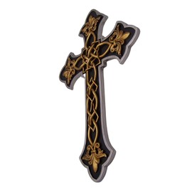 Wowser Black Wall Cross Featuring a Fleur De Lis Design, French Themed Décor, Religious Decoration, 12.5 Inches
