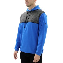 Island GREEN Men's Golf Breathable Long Sleeve Top Moisture Wicking Midlayer, Marine/Charcoal Marl/Black, X-Large