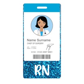 Plifal RN Badge Buddy Card Holder Nurse Nursing Accessories Registered Nurse Glitter Light Blue Vertical ID Name Identification Tags Hospital Work