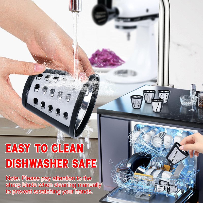 Slicer Shredder Grater Attachment Compatible with KitchenAid Stand Mixer, 4