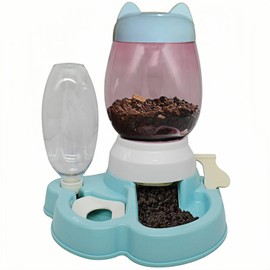 GKYZBB Blue Automatic Dog Cat Feeder and Water Dispenser Gravity Food Feeder and Waterer Set with Pet Food Bowl for Small Medium Dog Puppy Kitten