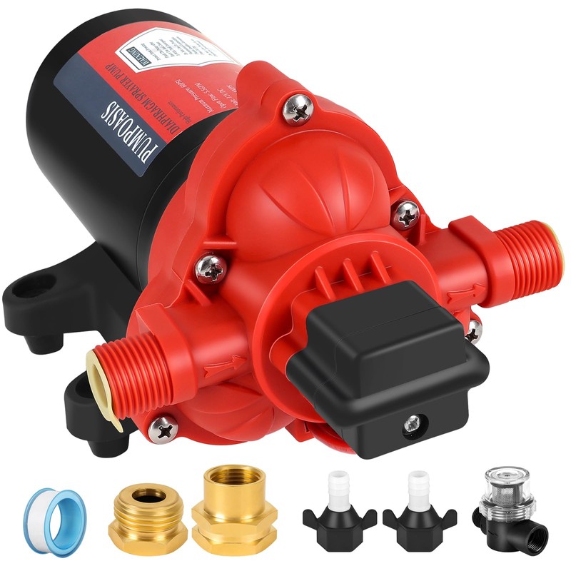 12V Pump, 2.5gpm-8amp-60psi, Chemical and Corrosion Resistant, Compatible with Roundup,