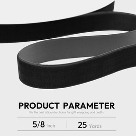 Quhora Velvet Ribbon, 5/8 Inch X 25 Yd with Spool, Black Velvet Fabric - Ideal for Crafts, Gifts, Bows, Christmas Trees, Weddings, and Ornaments