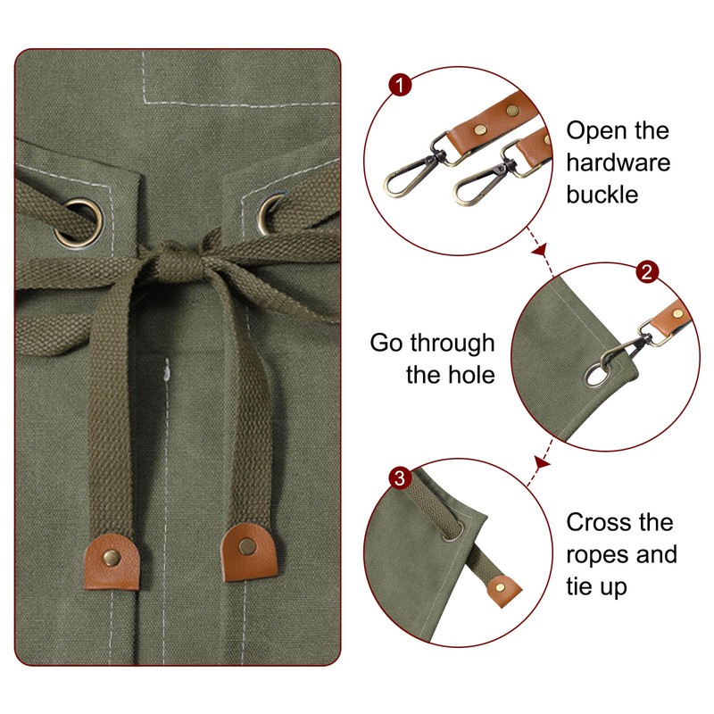 sourcing map Canvas Chef Aprons 78x68cm Adjustable Strap Cross Back
