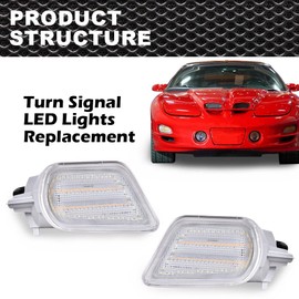 CNNELL LED Turn Signal Light Compatible with 1998-2002 Pontiac Firebird Corner Parking Lights Turn Signals Lamp Driver Side And Passenger Side(White)