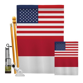 Nationality Indonesia US Friendship Garden House Flags Kit Regional Nation International World Country Particular Area Small Decorative Gift Yard Banner Double-Sided Made in USA 28 X 40