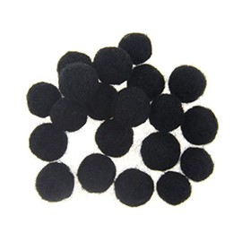 Zasy Bolas de fieltro de aguja de lana pura, bolas de fieltro seco de 15 mm, hechas a mano, 20 unidades (negro)