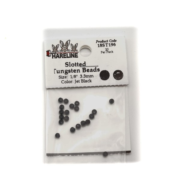 Hareline Slotted Tungsten Beads #11 1/8'' (3.18mm) Jet Black