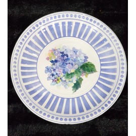 Shabby Chic 4 Shabby Chic Floral Hydrangea Blue White Melamine Plates 9" Lilac Spring Summer