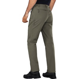 Stlight Pantalones de snowboard para hombre, impermeables, para nieve, esquí, forro polar, aislante, con cierre inferior de la pierna y 6 bolsillos con cierre (verde oliva, 32 W/30 L)