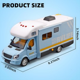 NOVAFUSION Toy Campers for Kids, Die Cast Metal RV Toy with Light and Sound, Ages 3-8 (Blue)