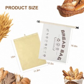 2 Pack Reusable Bread Bags for Homemade Bread Cotton Beeswax Bags, Sourdough Bag, Beeswax Bag, Sourdough Storage