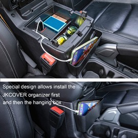 JKCOVER Center Console Hanging Box Compatible with JEEP Wrangler JL/JLU 2018-2023 2024 2025 and JEEP Gladiator JT Truck 2020-2024 2025 Organizer Tray Armrest Storage Accessories (Not for JK/JKU)