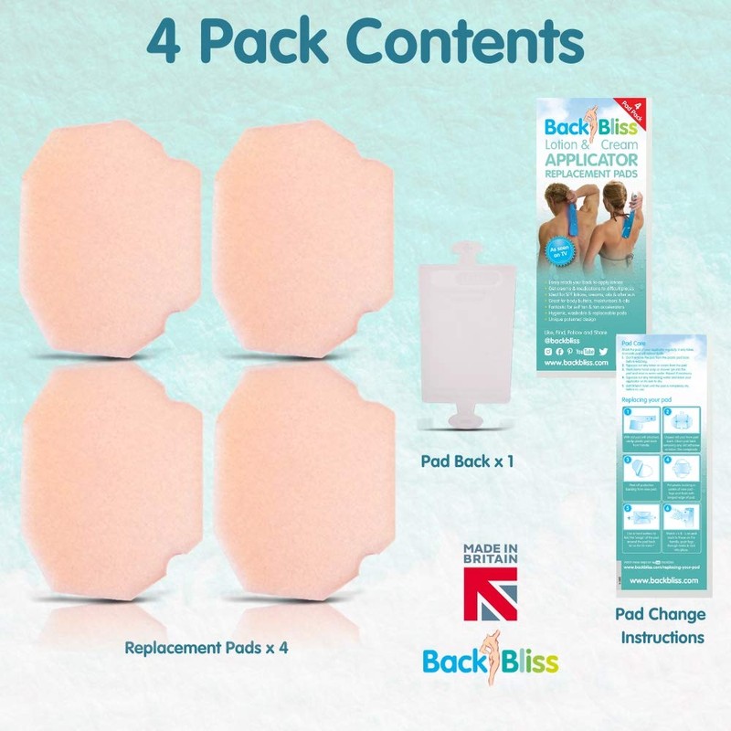 BackBliss Replacement Refill Pads 4x for Back Lotion Cream Applicator