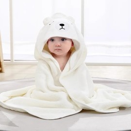 Pearl Panda Hooded Towels: Perfect for Kids, Toddlers, Infants, Boys, and Girls. Charming Cartoon Design, Ultra-Absorbent, Soft washcloth Material. 32x32 inches, Ideal for Any Occasion. (Pearl)
