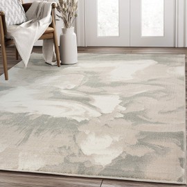 Abani Rugs Modern 5'3"x7'6" (5x8) Neutral Beige & Cream Swirl Area Rug - Contemporary Geometric 3D Bedroom Rug