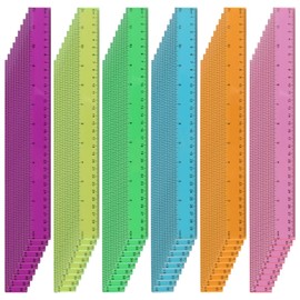 YUENPUN 60 PCS 12 Inch/30cm Colourful Plastic Ruler Bulk, Transparent Plastic Ruler with Inch and Metric, 30cm Straight Rulers for Office