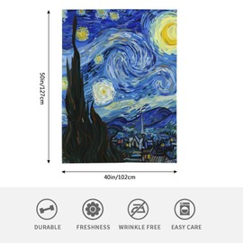 HGOD DESIGNS Van Gogh Classic Arts Starry Night Flannel Fleece Bed Blanket Throw Blanket Lightweight Cozy Plush Blanket for Bedroom Living Rooms Sofa Couch 100x130cm