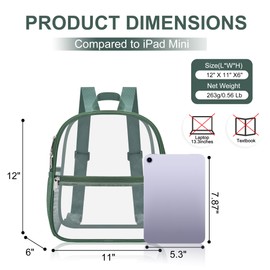 Oraben Clear Backpack for Stadium Events Stadium Backpack Waterproof 12x6x12 Clear Bag for for Concert Sport Work