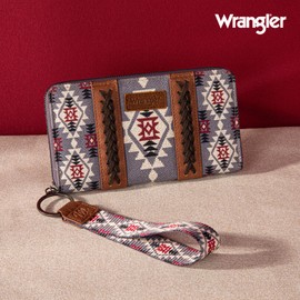 Wrangler Wallet Purse for Women Western Aztec Clutch Wristlet Wallet with Credit Card Holder LG-WG2203-W006LV