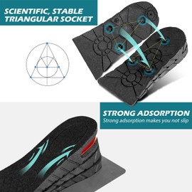 Shoe Lifts for Men & Women Height Increase Insoles Air Cushion Heel Inserts Orthotic Heel Shoe Lifts Kit Taller Insoles Variable Height 1.2-3.54Inch (3-Layer Height(2-2.75inch), Black)