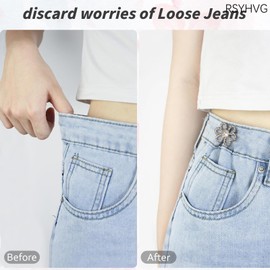 RSYHVG 4 Pairs Perfect Fit Buttons, Waistband Tightener Jeans Buttons Metal Replacement Waist Tightener Clips White Flower Jeans Waist Tightener, Adjustable and Decorative Waist Adjuster Clips