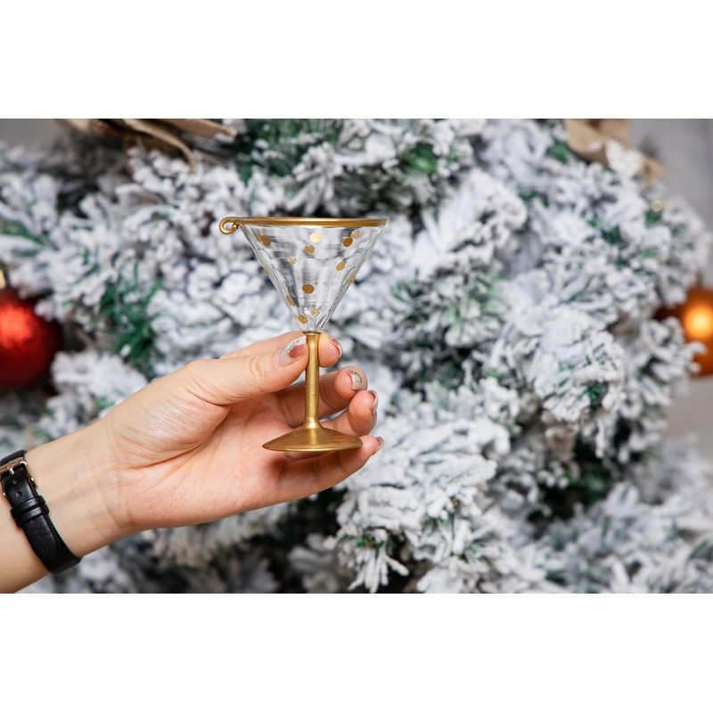 Blown Glass Prosecco Wine Bottle Ornament and Wine Glass Ornament