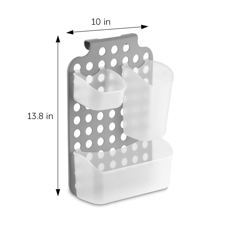 DecorRack Adjustable Hanging Storage, 3 Bins Over Shower Door Organizer,