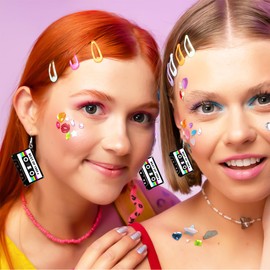 Palotay 70s 80s 90s Earrings Retro Cassette Tape Earrings for Women Acrylic Radio Earring Set for 80s 90s Accessories Cosplay Party Jewelry Gifts Black Cassettle