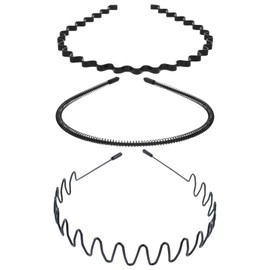 Metal Hair Band, Pack of 3 Hair Bands Men Women, Wave Metal Headband, Non-Slip Elastic Headband, Men's Hair Bands for Men Women, for Outdoor Sports Yoga