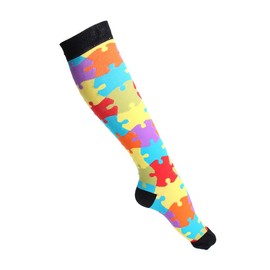 Costume Bay Compression Socks for Men & Women, for Sports Running, Travel, Flight, Anti Fatigue, Nursing, Varicose Veins, Pregnancy, Circulation and Recovery (Puzzle, M)