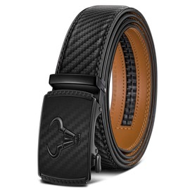 BULLIANT Men's Belt – Ratchet Leather Belt for Men Dress and Casual Pants Jeans 1 3/8" (Black,32"-38" Waist Adjustable)